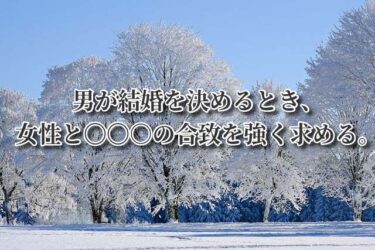 男が結婚を決めるとき、女性と〇〇〇の合致を強く求める。